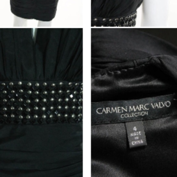 CARMEN MARC VALVO SILK RUCHED SHIFT DRESS SZ 4 - Picture 5 of 6